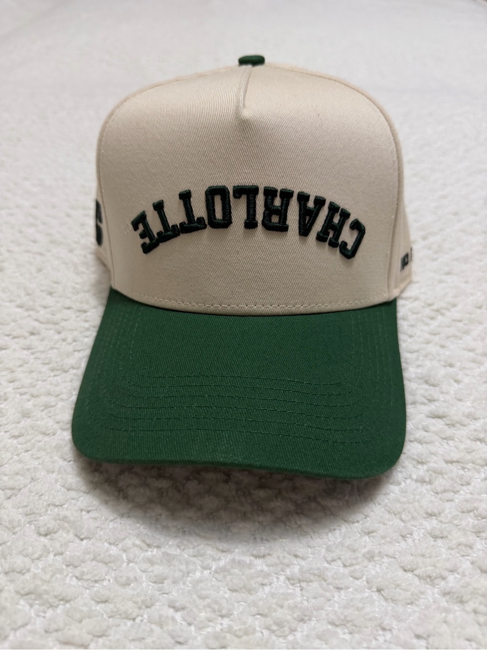 Charlotte 49ers Upside Down Cream/Green  Hat No Rivals Brand Adjustable